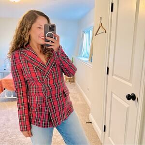 Amanda Uprichard Pink Plaid Blazer Jacket Small